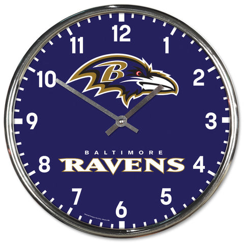 Baltimore Ravens Round Chrome Wall Clock  OUT OF STOCK