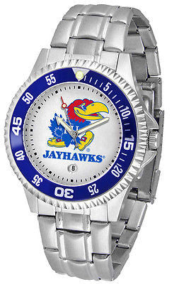 Kansas Jayhawks Men's Competitor Stainless with Color Bezel Watch