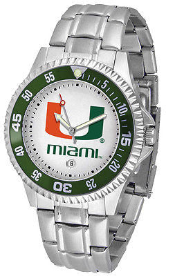 Miami Hurricanes Men's Competitor Stainless Steel with Color Bezel