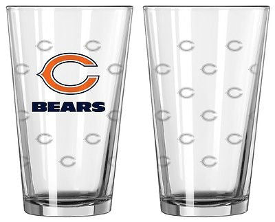 Chicago Bears Etched Pint Glass with 4 Coasters