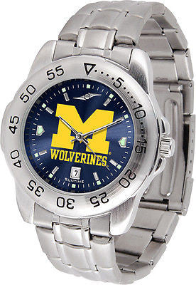 Michigan Wolverines Men's Stainless Steel Sports AnoChrome Watch