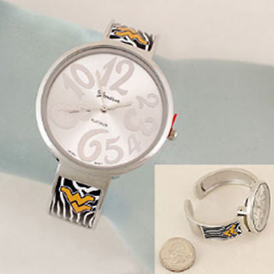 West Virginia Zebra Print Oversized Watch Face Ladies Cuff Watch  OUT OF STOCK