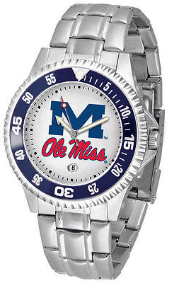 Mississippi Ole Miss Rebels Men's Competitor Stainless Steel with Color Bezel