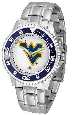 West Virginia Mountaineers Men's Competitor Stainless with Color Bezel