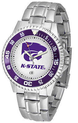 Kansas State Men's Competitor Stainless Steel with Color Bezel Watch