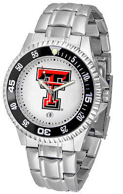 Texas Tech Men's Competitor Stainless Steel with Color Bezel