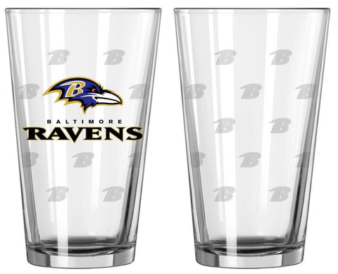 Baltimore Ravens Team Etched Logo Glass with 4 Coasters