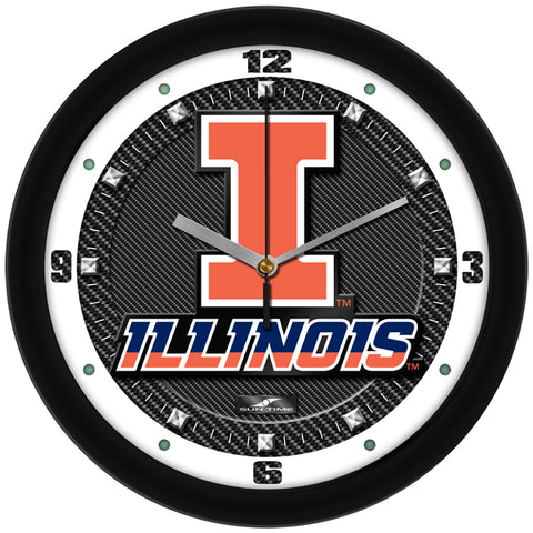 Illinois Fighting Illini Carbon Fiber Wall Clock