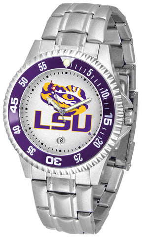 LSU Tigers Men's Competitor Stainless Steel with Color Bezel Watch