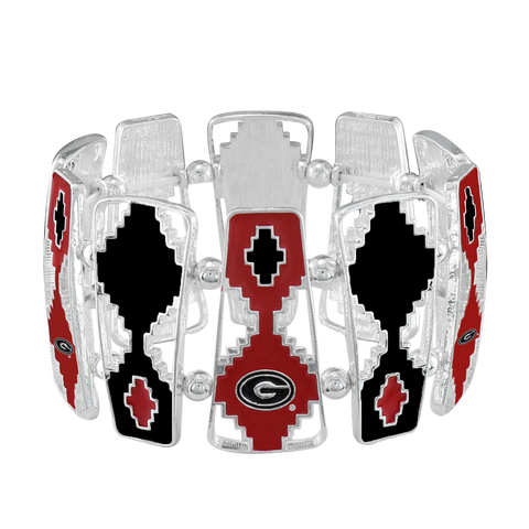 Georgia Bulldogs Black and Red Aztec Bracelet