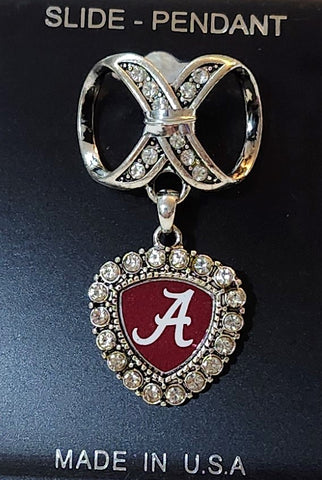 Alabama Crimson Tide Shield Shape Rhinestone Slide Pendant