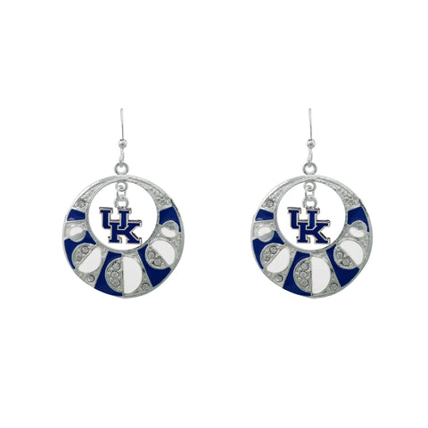 Kentucky Wildcats Circle Blue and White Earrings