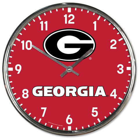 Georgia Bulldogs 12" Round Chrome Wall Clock  OUT OF STOCK
