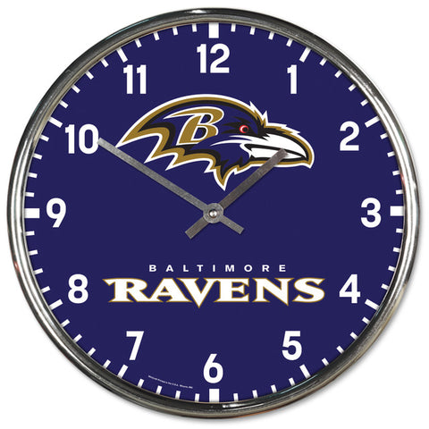 Baltimore Ravens Round Chrome Wall Clock