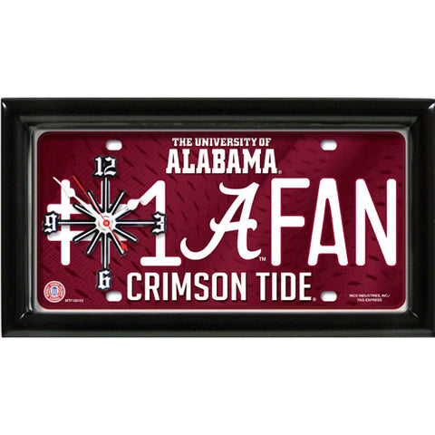 Alabama Crimson Tide Licenses Plate Framed Clock