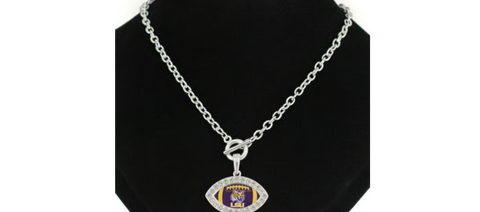LSU Rhinestone Accented Football Necklace