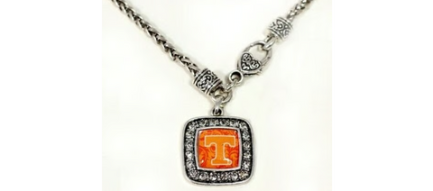 Tennessee Vols Square Rhinestone Necklace