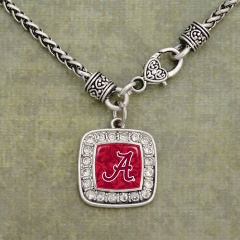 Alabama Crimson Tide Square Rhinestone Necklace