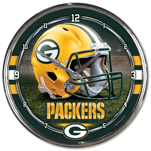 Green Bay Packers 12" Chrome Wall Clock (OUT OF STOCK)