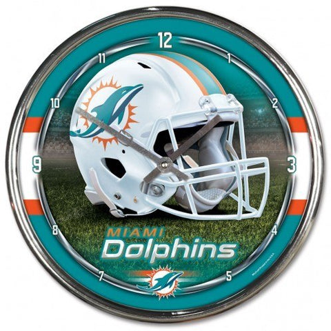 Miami Dolphins 12" Chrome Wall Clock