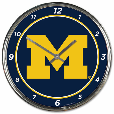 Michigan Wolverines Chrome Wall Clock  OUT OF STOCK