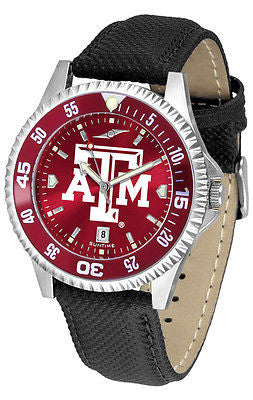 Texas A&M Aggies Men's Competitor AnoChrome Color Bezel Leather Band Watch