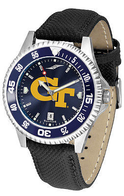 Georgia Tech Men's Competitor AnoChrome Color Bezel Leather Band Watch