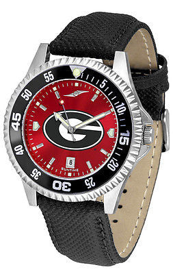 Georgia Bulldogs Men's Competitor AnoChrome Color Bezel Leather Band Watch