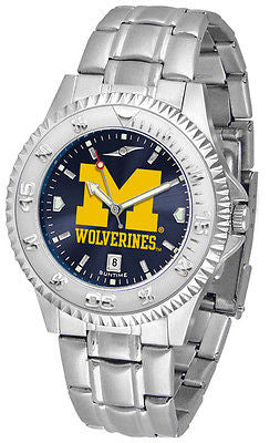 Michigan Wolverines Men's Competitor Stainless Steel AnoChrome Watch
