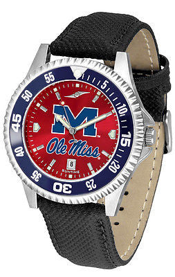 Mississippi Ole Miss Rebels Men's Competitor AnoChrome Color Bezel Leather Band Watch