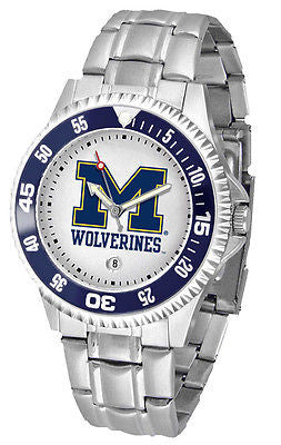 Michigan Wolverines Men's Competitor Stainless Steel AnoChrome with Color Bezel