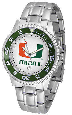Miami Hurricanes Men's Competitor Stainless Steel AnoChrome with Color Bezel