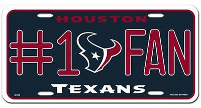 Houston Texans Metal Car Tag