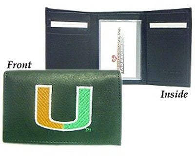Miami Hurricanes Leather Men's Tri Fold Wallet