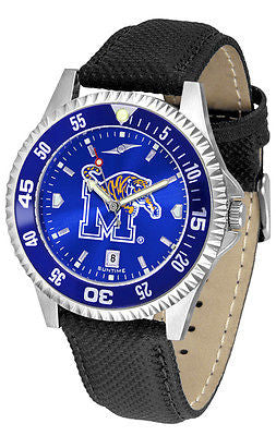 Memphis Tigers Men's Competitor AnoChrome Color Bezel Leather Band Watch