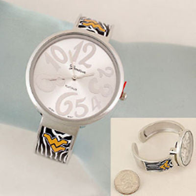 West Virginia Zebra Print Oversized Watch Face Ladies Cuff Watch