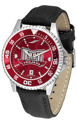 Troy University Men's Competitor AnoChrome Color Bezel Leather Band Watch