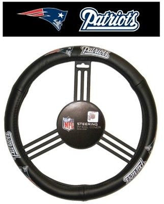 New England Patriots Leather Steering Wheel Cover