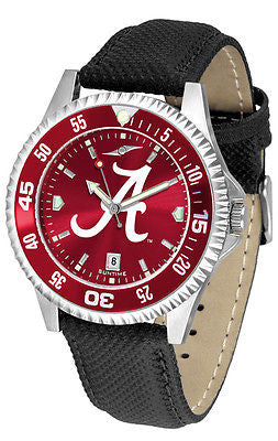 Alabama Men's Competitor AnoChrome Color Bezel Leather Band Watch