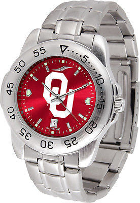 Oklahoma Sooners Men's Stainless Steel Sports AnoChrome Watch