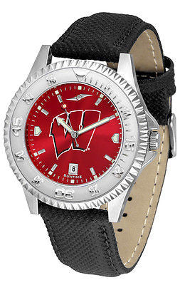 Wisconsin Badgers Men's Competitor AnoChrome Leather Band Watch
