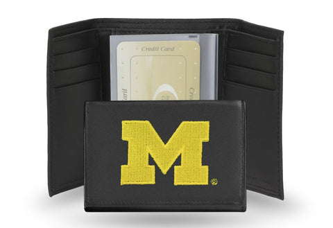 Michigan Wolverines Leather Men's Tri Fold Wallet