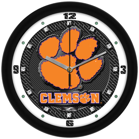 Clemson Tigers Carbon Fiber Wall Clock