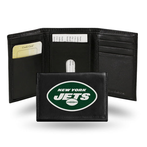 New York Jets Wallet Tri Fold Leather Embroidered