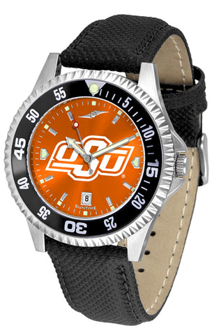Oklahoma State Men's Competitor AnoChrome Color Bezel Leather Band Watch